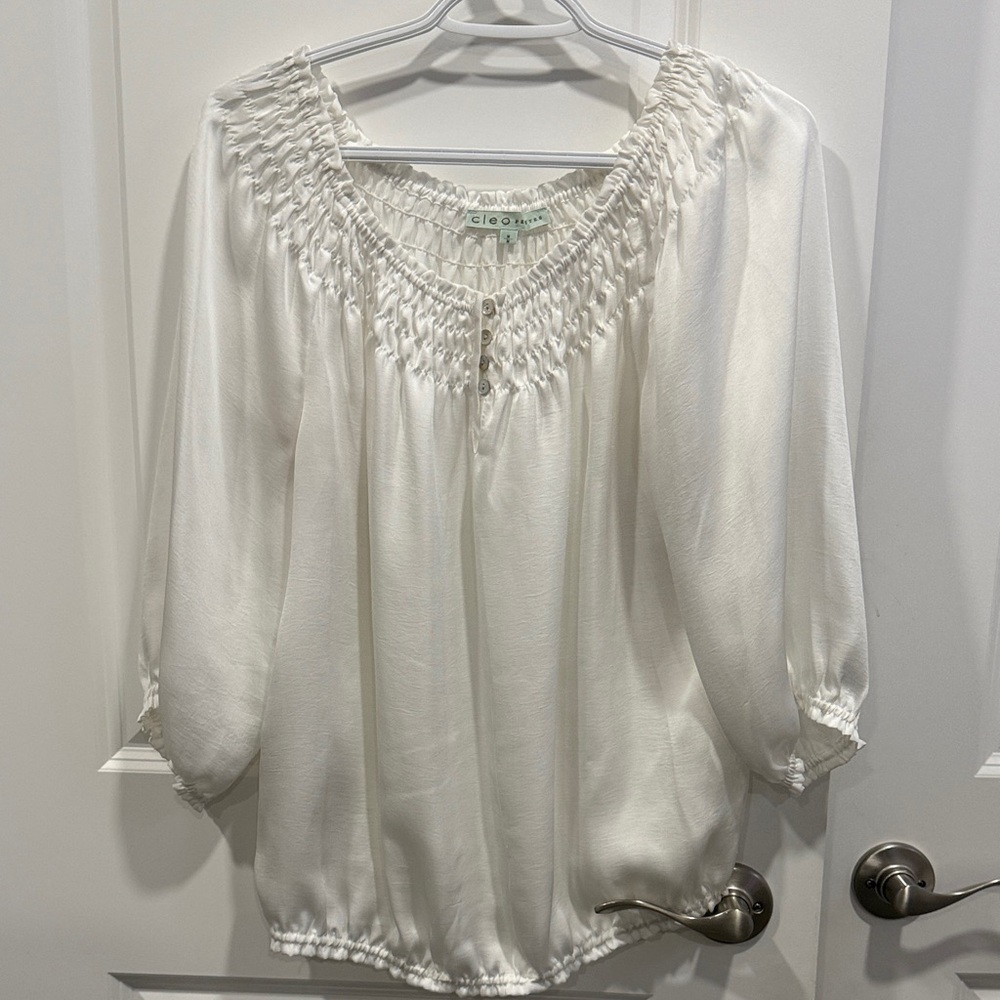 Cleo White Smocked Blouse